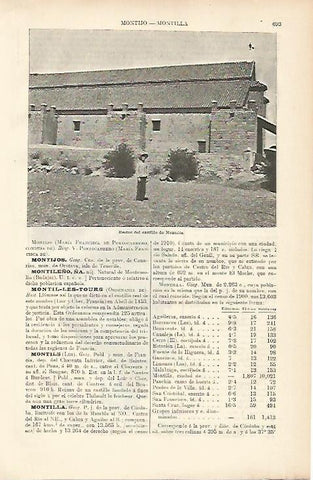 LAMINA ESPASA 8675: Restos del Castillo de Montilla Cordoba