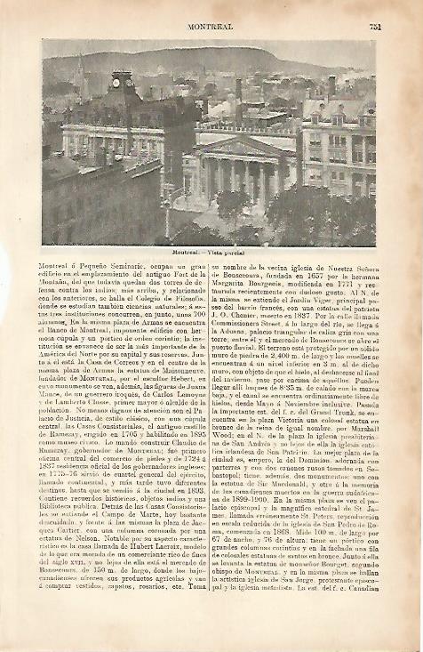 LAMINA ESPASA 8693: Vista parcial de Montreal Canada