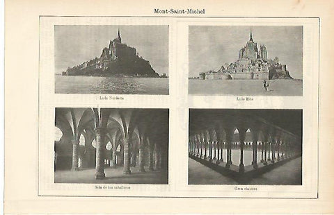 LAMINA ESPASA 8700: Vistas de Mont-Saint-Michel Francia