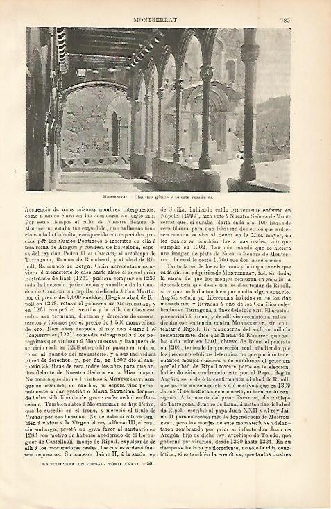 LAMINA ESPASA 8710: Claustro de Montserrat Barcelona