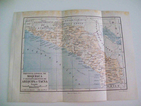 LAMINA ESPASA 8724: Mapa de Moquegua Arequipa y Tacna. Peru