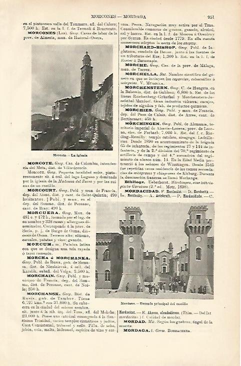 LAMINA ESPASA 8735: Iglesia de Morcote Suiza. Castillo de Mordano Italia