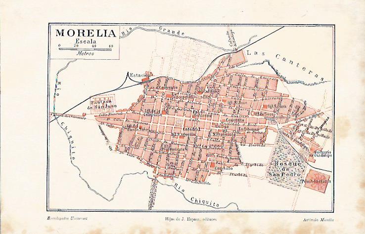 LAMINA ESPASA 8744: Plano de Morelia Mexico
