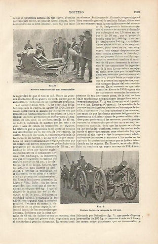 LAMINA ESPASA 8788: Mortero frances desmontable y mortero ingles de campaña