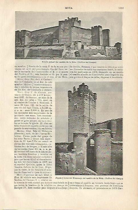 LAMINA ESPASA 8830: Castillo de la Mota de Medina del Campo Valladolid