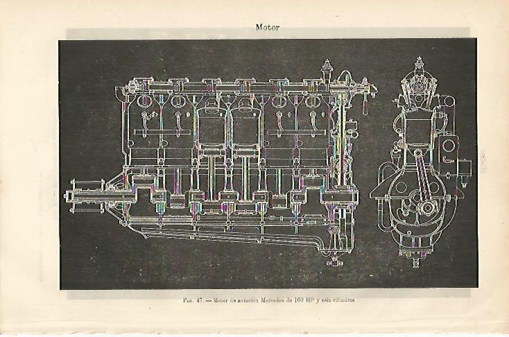 LAMINA ESPASA 8840: Motor de aviacion Mercedes de 160 HP