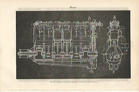 LAMINA ESPASA 8840: Motor de aviacion Mercedes de 160 HP
