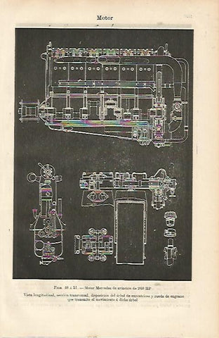 LAMINA ESPASA 8841: Motor Mercedes de aviacion de 260 HP