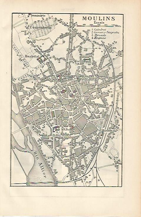 LAMINA ESPASA 8852: Plano de Moulins Francia