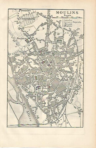 LAMINA ESPASA 8852: Plano de Moulins Francia