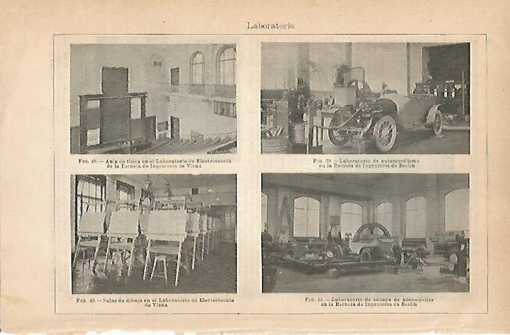 LAMINA ESPASA 8890: Laboratorio de Electrotecnia de Viena y Laboratorio de la Escuela de Ingenieros de Berlin
