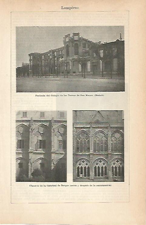 LAMINA ESPASA 8964: Colegio de las Damas de San Mauro en Madrid y Catedral de Burgos