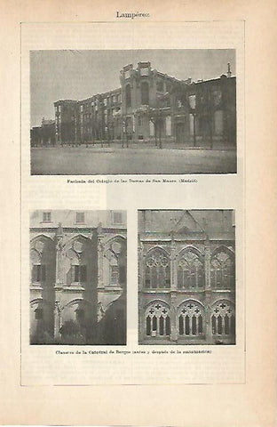 LAMINA ESPASA 8964: Colegio de las Damas de San Mauro en Madrid y Catedral de Burgos