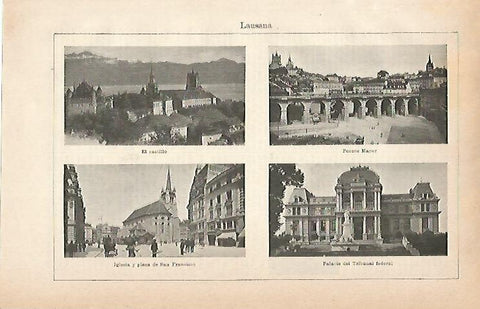 LAMINA ESPASA 9058: Vistas de Lausana Suiza