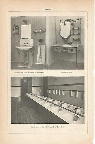 LAMINA ESPASA 9061: Lavabos de la Casa de la Caridad de Barcelona