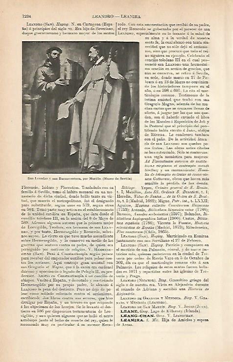 LAMINA ESPASA 9083: San Leandro y san Buenaventura por Murillo