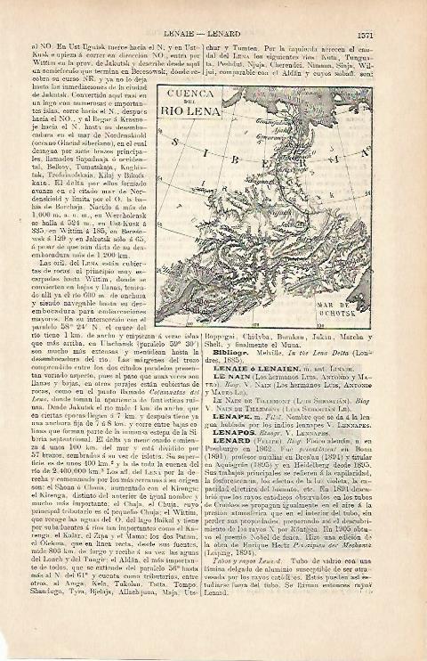 LAMINA ESPASA 9144: Mapa de la cuenca del rio Lena