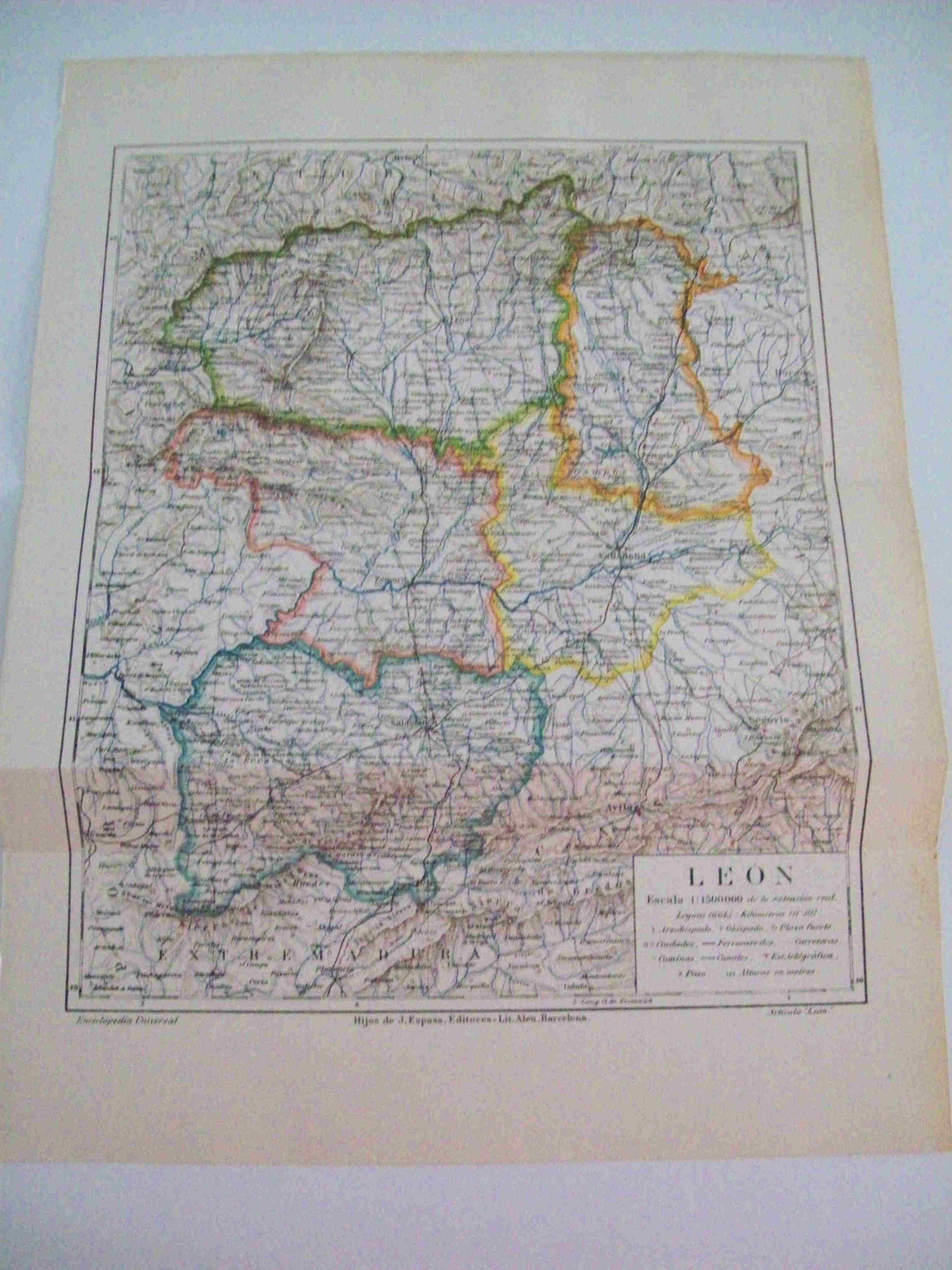 LAMINA ESPASA 9161: Mapa de la provincia de Leon