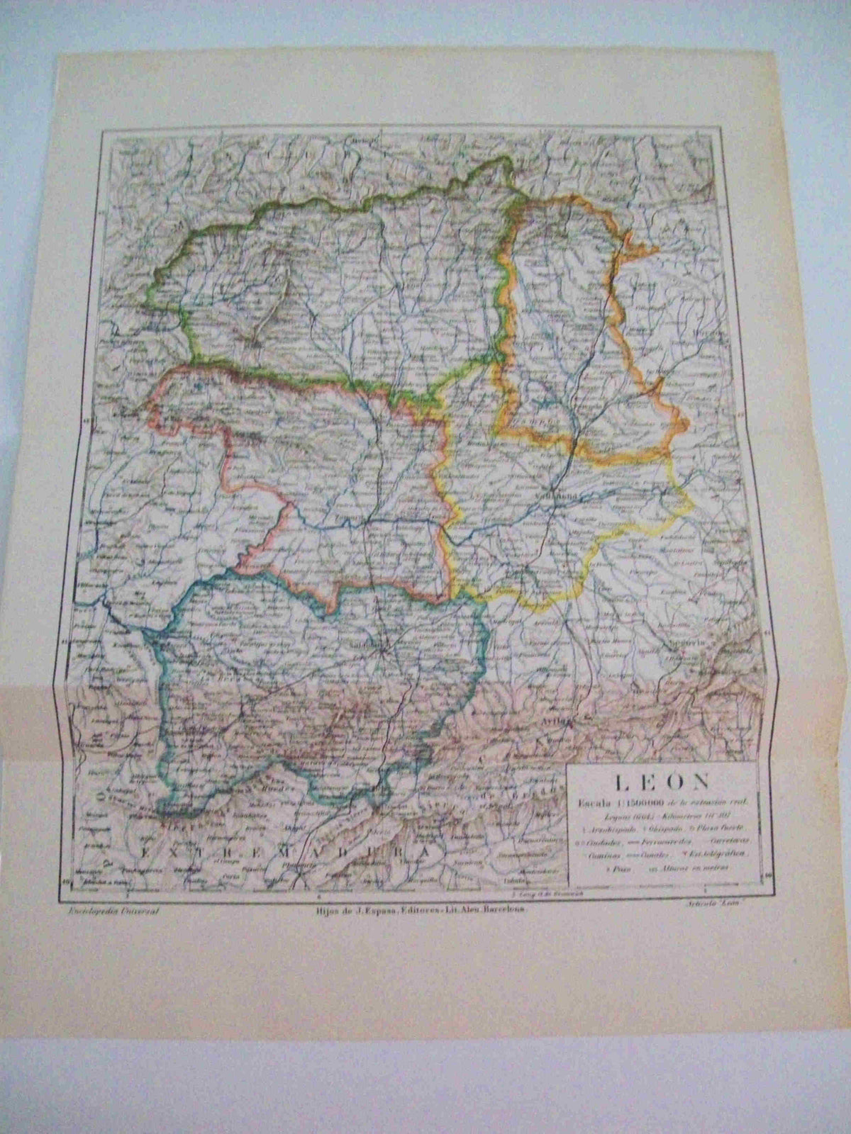 LAMINA ESPASA 9161: Mapa de la provincia de Leon