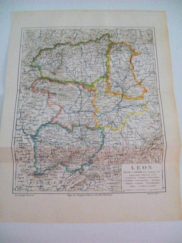 LAMINA ESPASA 9161: Mapa de la provincia de Leon