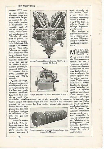 LAMINA 3688: MOTOR DE AVIACION HISPANO-SUIZA. MOTOR INDUSTRIAL RENAULT