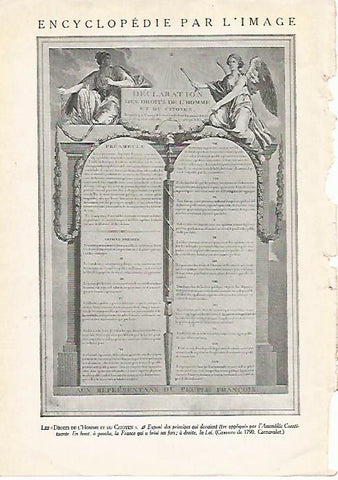 LAMINA 3730: GRABADO DE 1790 DE LA CARTA DEL HOMBRE Y DEL CIUDADANO