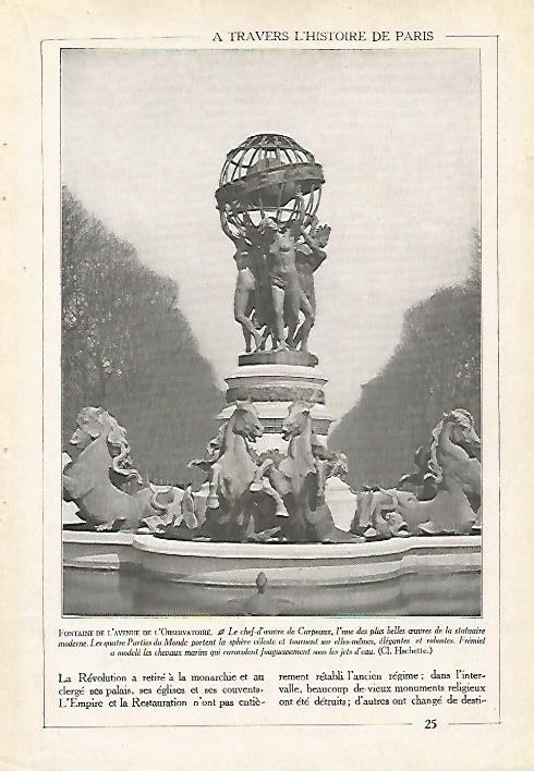 LAMINA 3933: PARIS. FUENTE DE LA AVENIDA DEL OBSERVATORIO