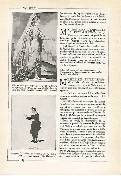 LAMINA 4045: MADAME OLIVIER COMO ALCMENE DE LA OBRA AMPHITRYON DE MOLIERE