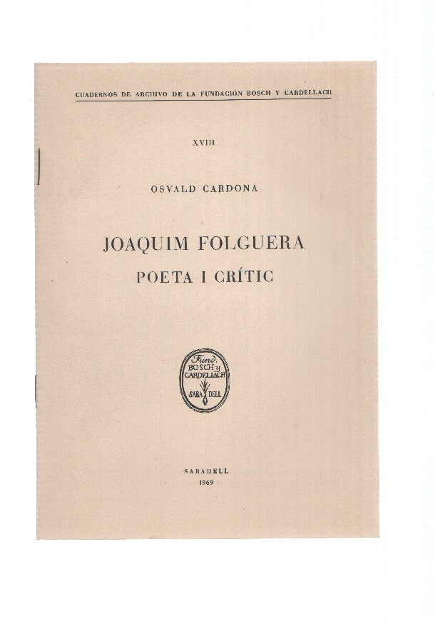 JOAQUIM FOLGUERA, POETA I CRITIC