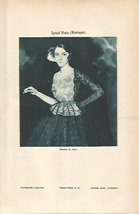 LAMINA ESPASA 9201: Retrato de dama por E. Igual Ruiz