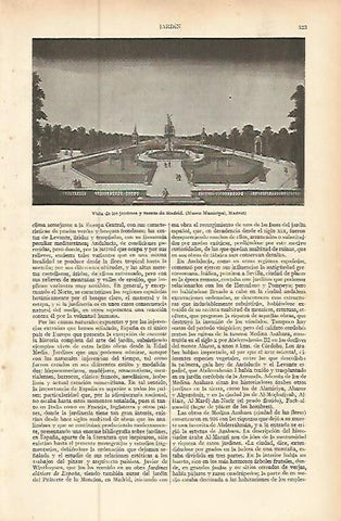 LAMINA ESPASA 9236: Vista de los jardines y fuente de Madrid
