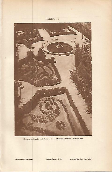 LAMINA ESPASA 9239: Jardin del Palacete de la Moncloa Madrid