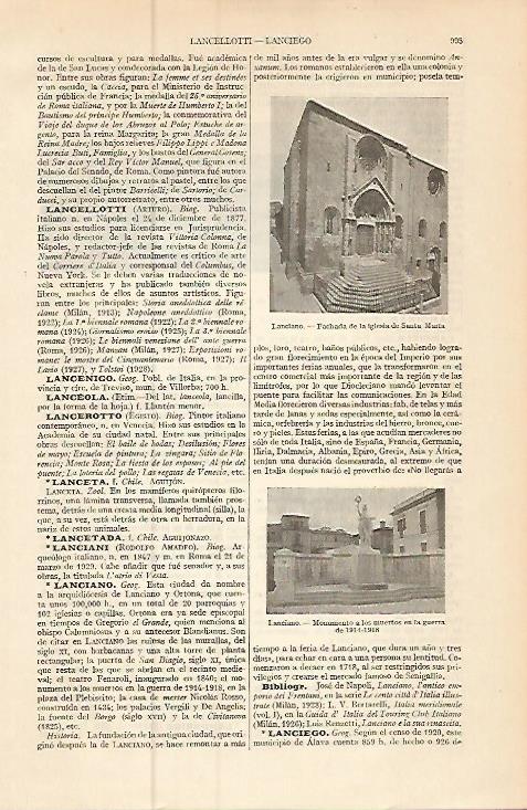 LAMINA ESPASA 9295: Vistas de Lanciano Italia