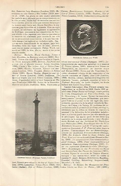 LAMINA ESPASA 9383: Medalla de Nelson por Webb. Columna Nelson en Londres