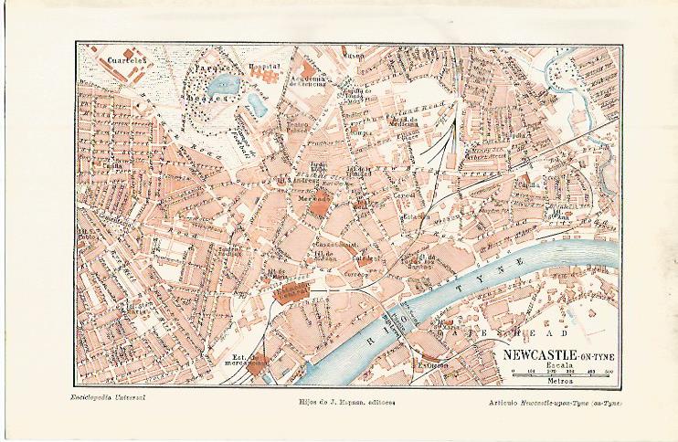 LAMINA ESPASA 9425: Plano de Newcastle-on-Tyne Inglaterra
