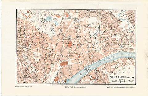 LAMINA ESPASA 9425: Plano de Newcastle-on-Tyne Inglaterra