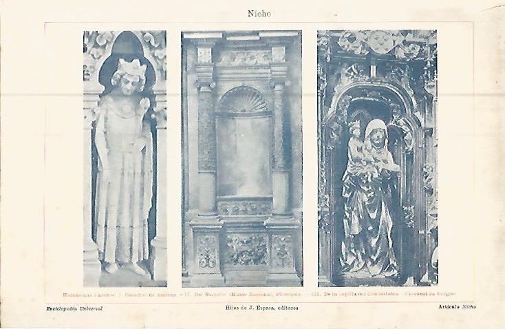LAMINA ESPASA 9457: Hornacinas de la Catedral de Reims de la Catedral de Burgos y del Bargello de Florencia