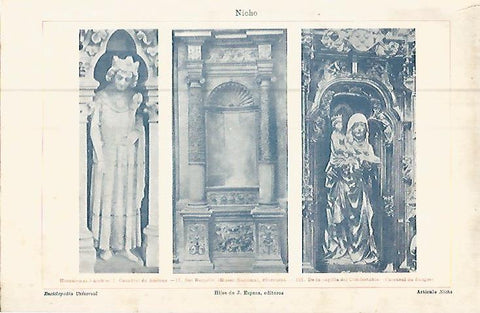 LAMINA ESPASA 9457: Hornacinas de la Catedral de Reims de la Catedral de Burgos y del Bargello de Florencia