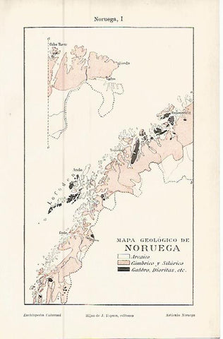 LAMINA ESPASA 9563: Mapa geologico de Noruega