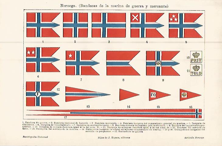 LAMINA ESPASA 9573: Banderas de la Marina de Noruega