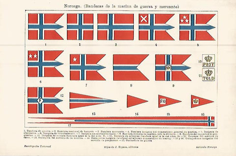 LAMINA ESPASA 9573: Banderas de la Marina de Noruega