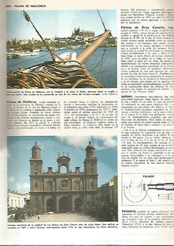 LAMINA MONITOR 0009: VISTA PARCIAL DE PALMA DE MALLORCA. CATEDRAL DE LAS PALMAS DE GRAN CANARIA