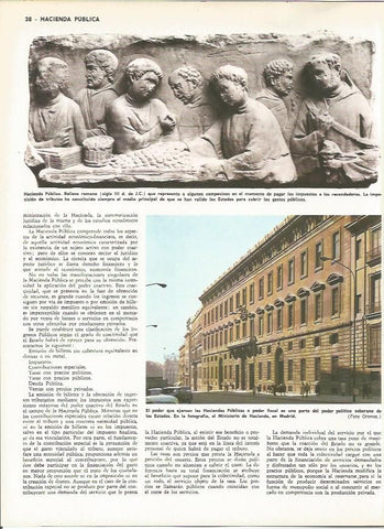 LAMINA MONITOR 0023: MINISTERIO DE HACIENDA EN MADRID. RELIEVE ROMANO DE PAGO DE IMPUESTOS