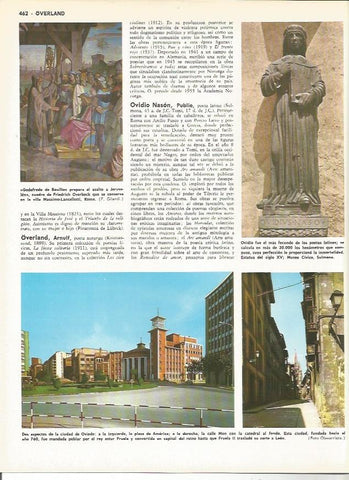 LAMINA MONITOR 0024: VISTAS DE OVIEDO. ESTATUA DE OVIDIO