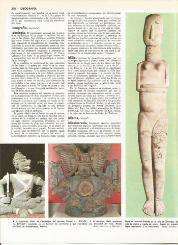 LAMINA MONITOR 0070: IDOLOS DE CAMBOYA MEXICO Y GRECIA