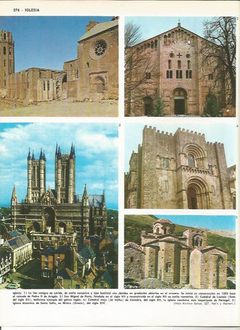 LAMINA MONITOR 0072: CATEDRAL DE LLEIDA. SAN MIGUEL DE PAVIA. CATEDRAL DE COIMBRA. IGLESIA DE SANTA SOFIA EN MISTRA