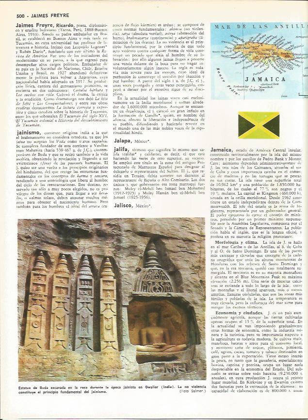 LAMINA MONITOR 0080: MAPA Y BANDERA DE JAMAICA. ESTATUA DE BUDA EN GWALIOR INDIA
