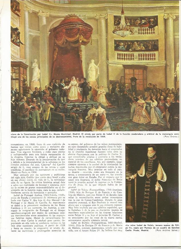 LAMINA MONITOR 0087: JURA DE LA CONSTITUCION POR ISABEL II. LA REINA ISABEL DE VALOIS