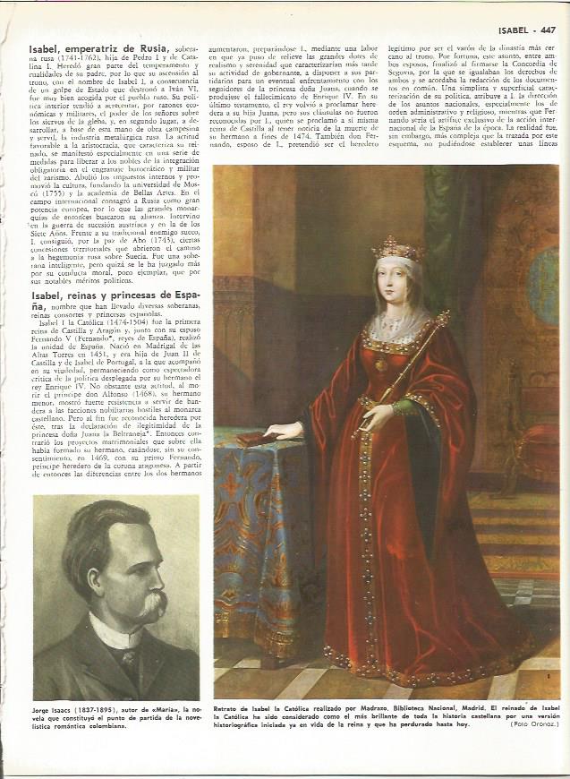 LAMINA MONITOR 0088: ISABEL LA CATOLICA POR MADRAZO. JORGE ISAACS