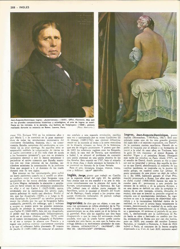 LAMINA MONITOR 0097: AUTORRETRATO Y LA BAÑISTA DE VALPINÇON POR J.A.D. INGRES